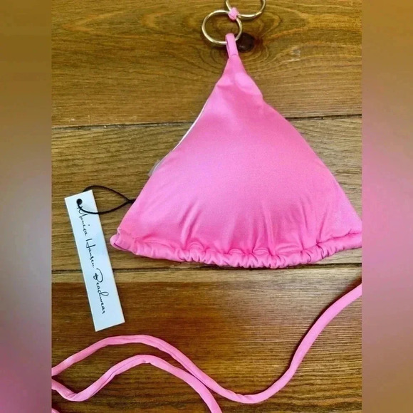 Monica Hansen Beachwear "Icon" Top with Rings - Sparkle Pink | Large - Picture 2 of 6